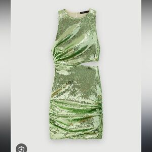 Maje Sequin Cut-Out Green Dress 42 Riverta
